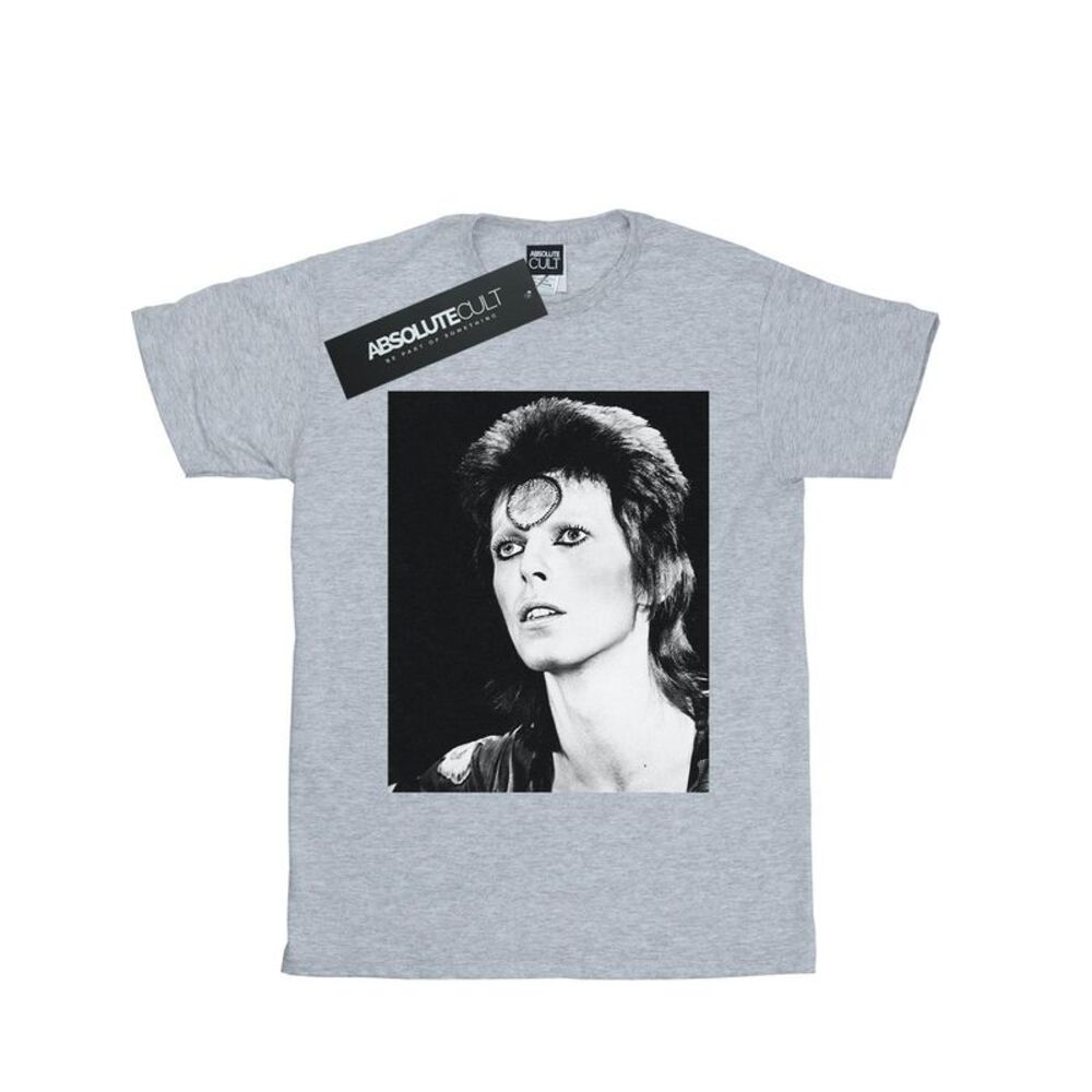 David Bowie Mens Ziggy Looking T-Shirt / Sports Grey